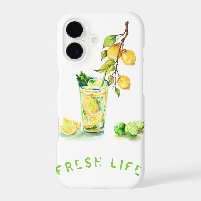 Lemons Cocktail iPhone Case with Text (Back)
