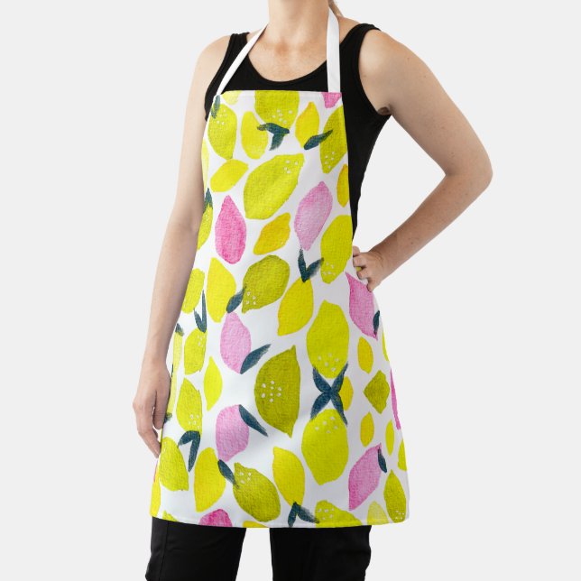 Lemons cute watercolor apron (Insitu)