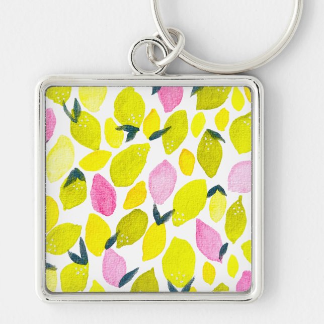 Lemons cute watercolor key ring (Front)