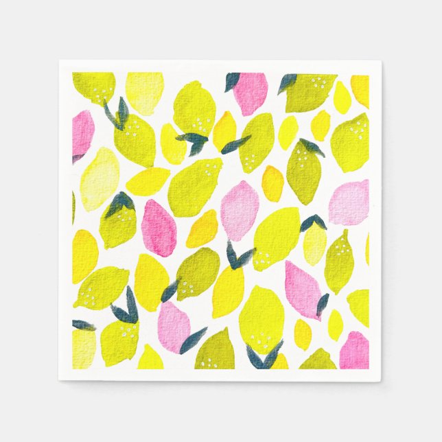 Lemons cute watercolor napkin (Front)