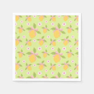 Lemons& Daisy Pattern on Mint Green Minimalist Napkin