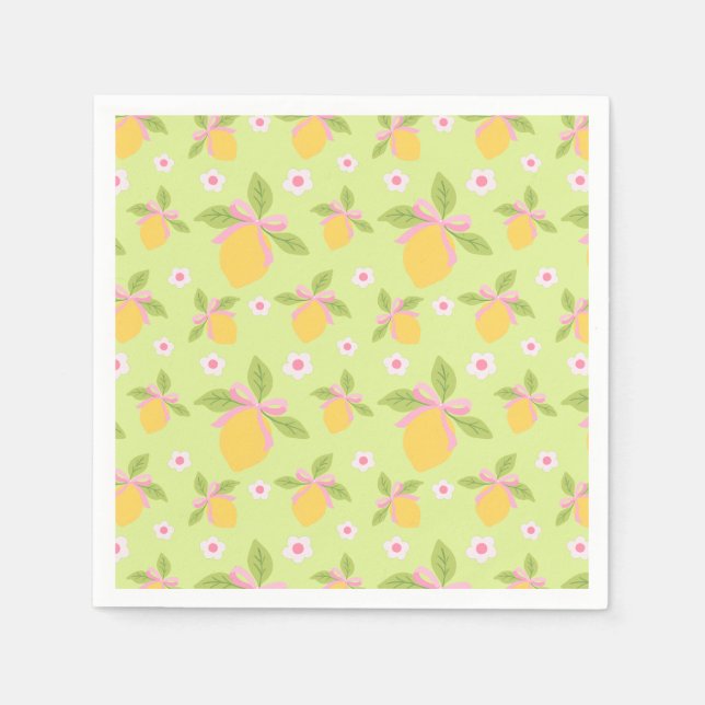 Lemons& Daisy Pattern on Mint Green Minimalist Napkin (Front)