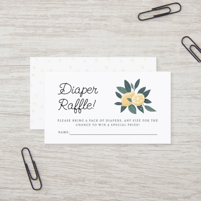 Lemons diaper raffle card (Front/Back In Situ)