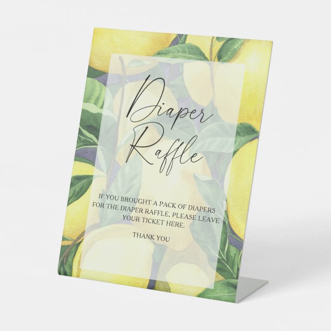 Lemons - diaper raffle poster pedestal sign (Front)