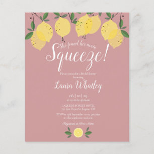 Lemons Dusty Rose Bridal Shower Budget Invite