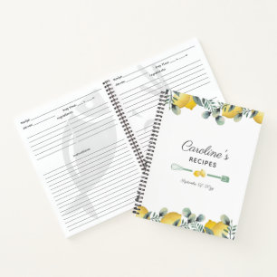 Lemons & Eucalyptus Recipe Cookbook Notebook