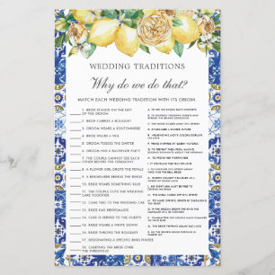 Lemons Floral Bridal Wedding Traditions Game