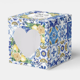 Lemons Floral Meditteranean Mosaic Tiles Wedding  Favour Box