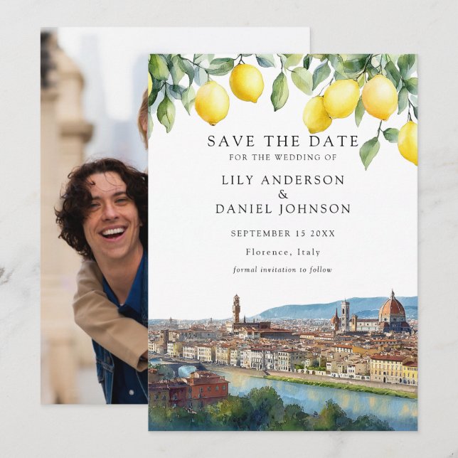 Lemons Florence Tuscany Italy Photo Wedding Save The Date (Front/Back)