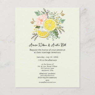 Lemons Flowers and Greenery Wedding Invitation