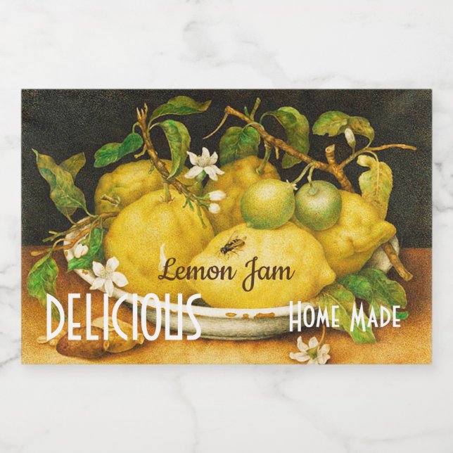 LEMONS FLOWERS LEMON JAM PRESERVES CANNINGS FOOD LABEL (Single Label)
