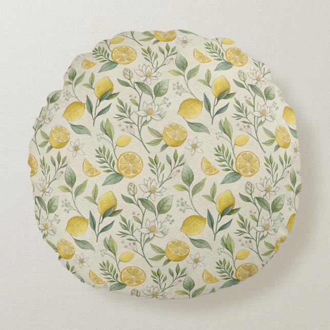 Lemons & Flowers Pattern  Accent Pillow (Front)
