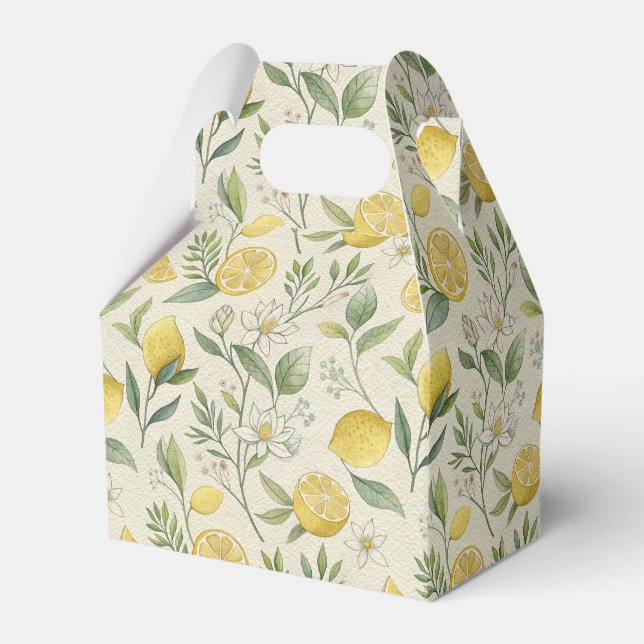 Lemons & Flowers Pattern Favour Box (Front Side)