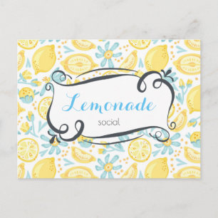 Lemons & Flowers Pattern Lemonade Social Invite