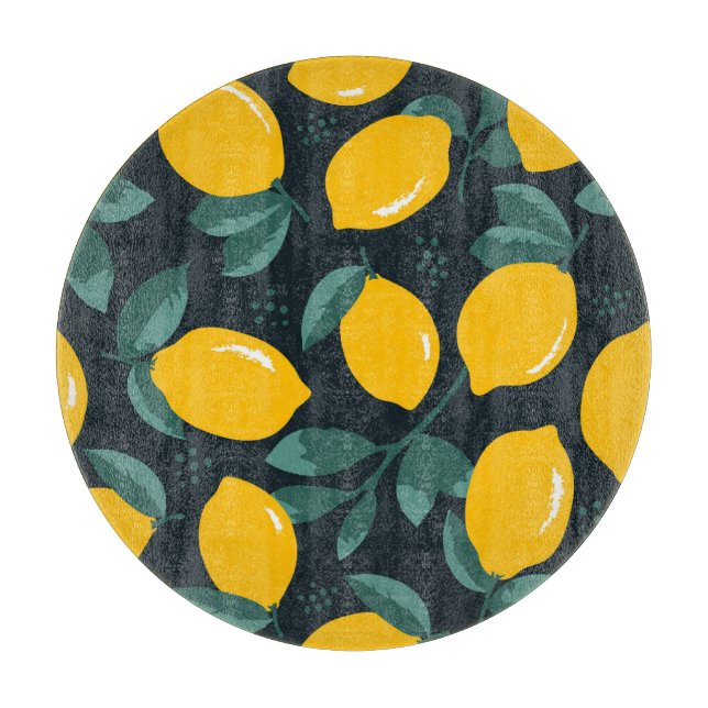 Lemons Flowers, Vintage Summer Texture. Cutting Board (Front)