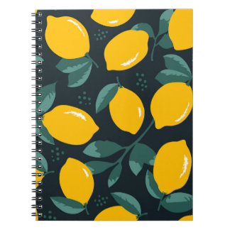 Lemons Flowers, Vintage Summer Texture. Notebook