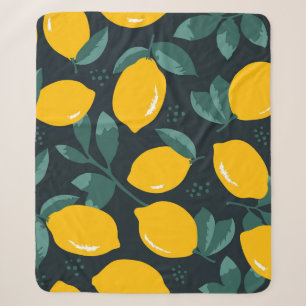 Lemons Flowers, Vintage Summer Texture. Sherpa Blanket