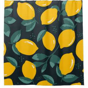 Lemons Flowers, Vintage Summer Texture. Shower Curtain