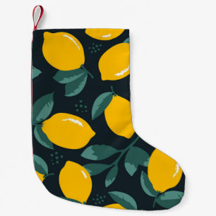 Lemons Flowers, Vintage Summer Texture. Small Christmas Stocking