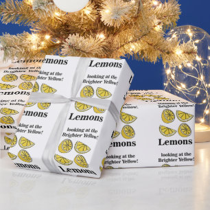 Lemons Fruit Looking At The Brighter Yellow Lemons Wrapping Paper