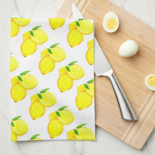 lemons fruit watercolor Kitchen Citrus tropical  Tea Towel