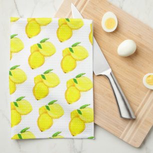 lemons fruit watercolor Kitchen Citrus tropical  Tea Towel