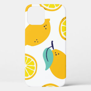 Lemons fruits seamless pattern iPhone 12 case