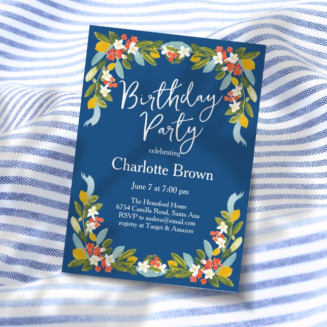 Lemons Garland Birthday Invitation (Creator Uploaded)