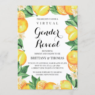 Lemons Gender Reveal Invitation Custom Text
