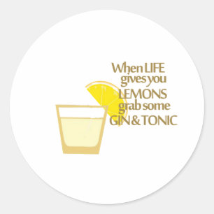 lemons gin and tonic classic round sticker