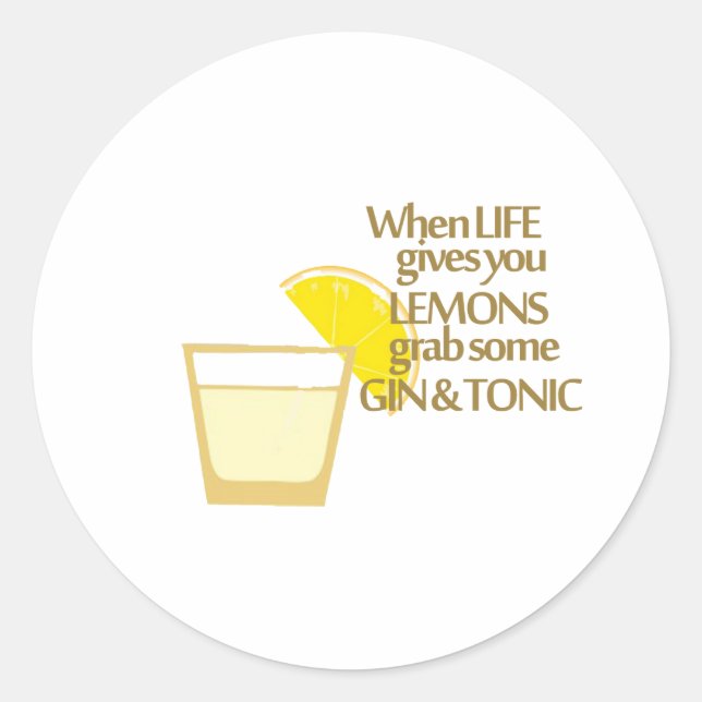 lemons gin and tonic classic round sticker (Front)