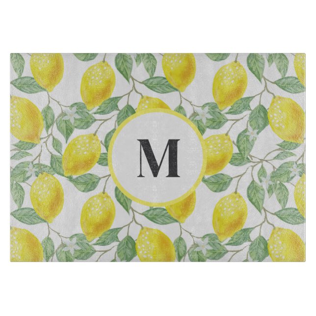 Lemons Glass Cutting Board (Front)