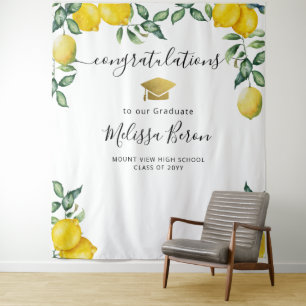 Lemons Graduation Photo Backdrop for Photo booth Tapestry