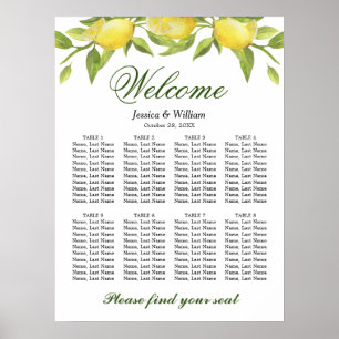 Lemons & Greenery 8 Tables Wedding SEATING CHART
