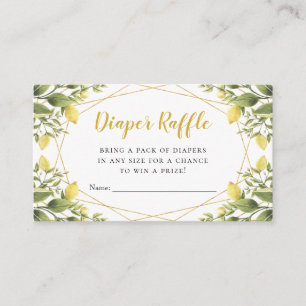Lemons Greenery Baby Shower Diaper Raffle Enclosure Card