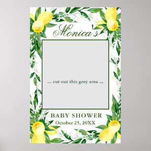 Lemons Greenery Blossom  Baby Shower Photo Prop Poster