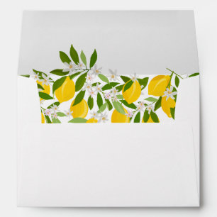 Lemons Greenery Blossom Personalised Wedding Envelope