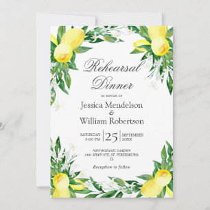 Lemons Greenery Blossom Rehearsal Dinner Invitation