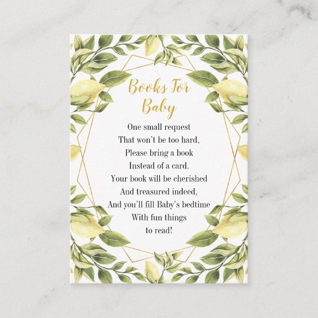 Lemons Greenery Books For Baby Enclosure Card (Front)
