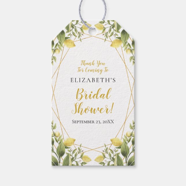 Lemons Greenery Bridal Shower Gift Tags (Front)