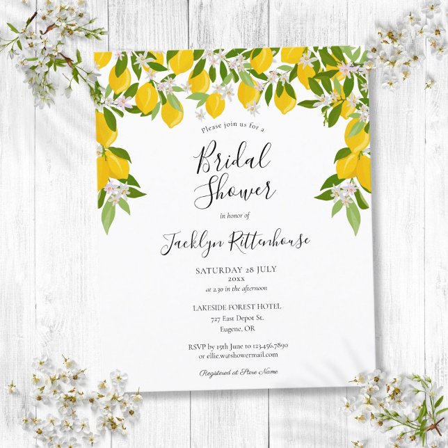 Lemons Greenery Budget Bridal Shower Invitation (Lemons Greenery Budget Bridal Shower Invitation)