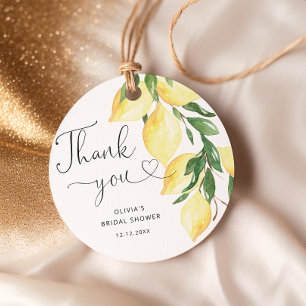 Lemons & Greenery Chic Bridal Shower Thank You Favour Tags