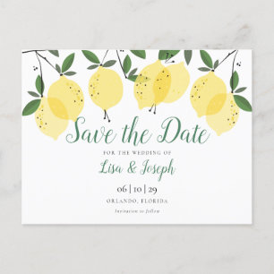 Lemons Greenery Elegant Save the Date Announcement Postcard