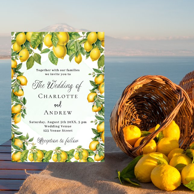 Lemons greenery elegant wedding invitation (Creator Uploaded)