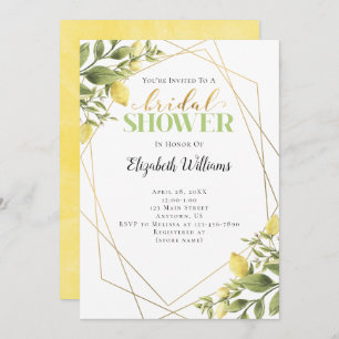 Lemons Greenery Geometric Frame Bridal Shower Invitation