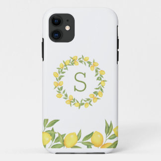 Lemons Greenery Monogram  iPhone 11 Case