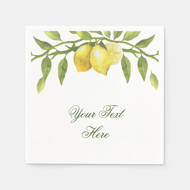 Lemons & Greenery PARTY Paper Napkin (Front)