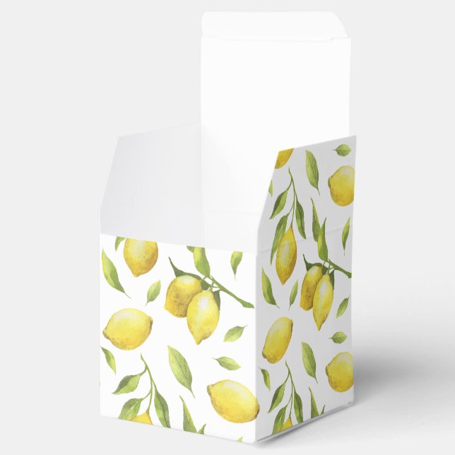 Lemons & Greenery Watercolor Gift Wedding Favour Box (Opened)