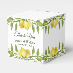 Lemons & Greenery Watercolor Gift Wedding Favour Box