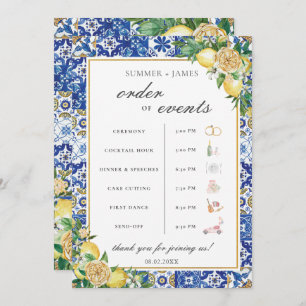 Lemons Greenery Wedding Order of Event Welcome  Programme